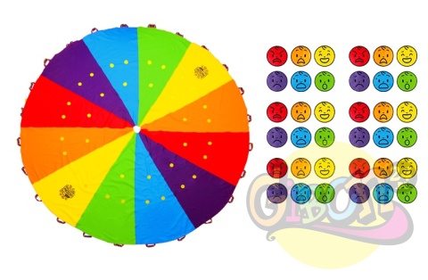 CHUSTA EDUKACYJNA Z RZEPAMI 3M + 36 EMOCJI / ZESTAW CHUSTA EDUKACYJNA Z RZEPAMI 3M + 36 EMOCJI / ZESTAW