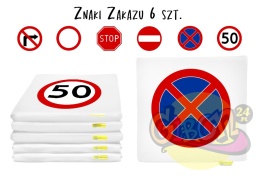 PODUSZKI ZNAKI ZAKAZU 3CM KWADRATOWE Z EKOSKÓRY 6 SZT.