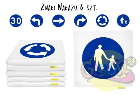 PODUSZKI ZNAKI NAKAZU 3CM KWADRATOWE Z EKOSKÓRY 6 SZT. PODUSZKI ZNAKI NAKAZU 3CM KWADRATOWE Z EKOSKÓRY 6 SZT.