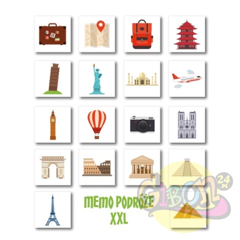 GRA MEMO PODRÓŻE XXL - 36 ELEMENTÓW