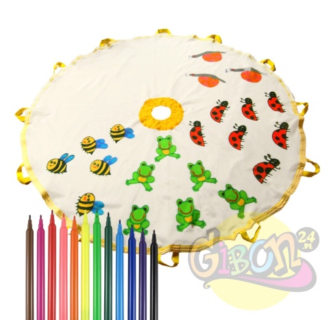 KREATYWNA CHUSTA SPADACHRON DO MALOWANIA 3M + PISAKI / ZESTAW